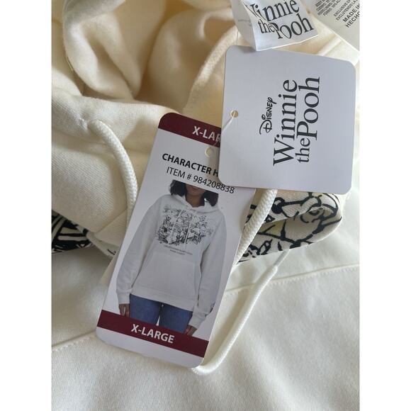 Disney Winnie the Pooh Christopher Robin Bday Party Sweatshirt Hoodie Ivory XL - Picture 11 of 13